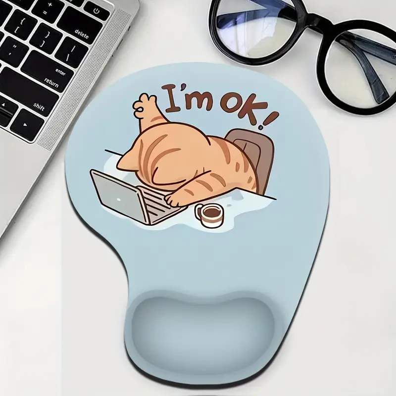 I'm Okay Cat Ergonomic Mouse Pad with Wrist Support